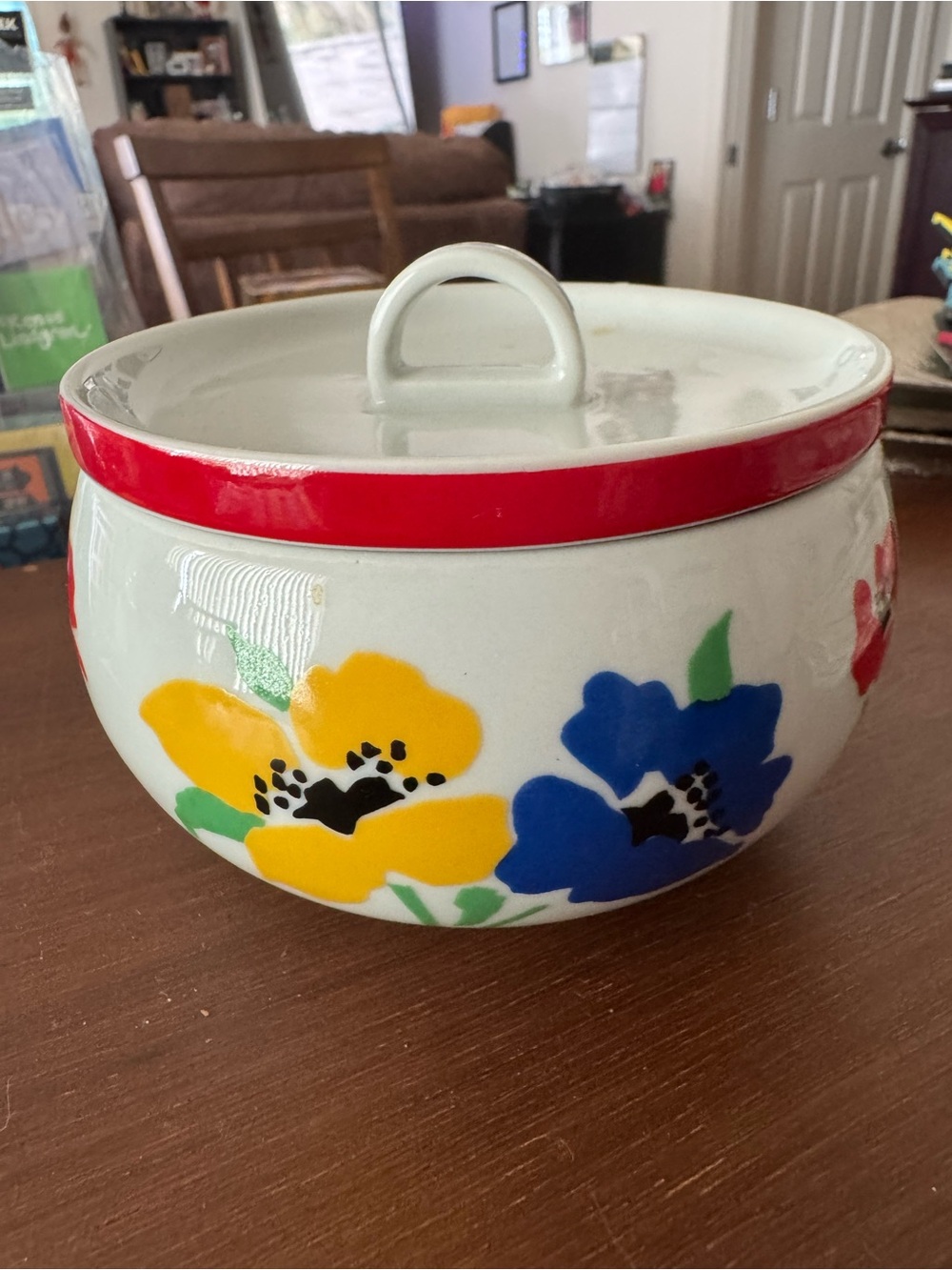 Block Hearthstone Vista Alegre Portugal Sugar Bowl Trinket Dish Lid Floral Vtg